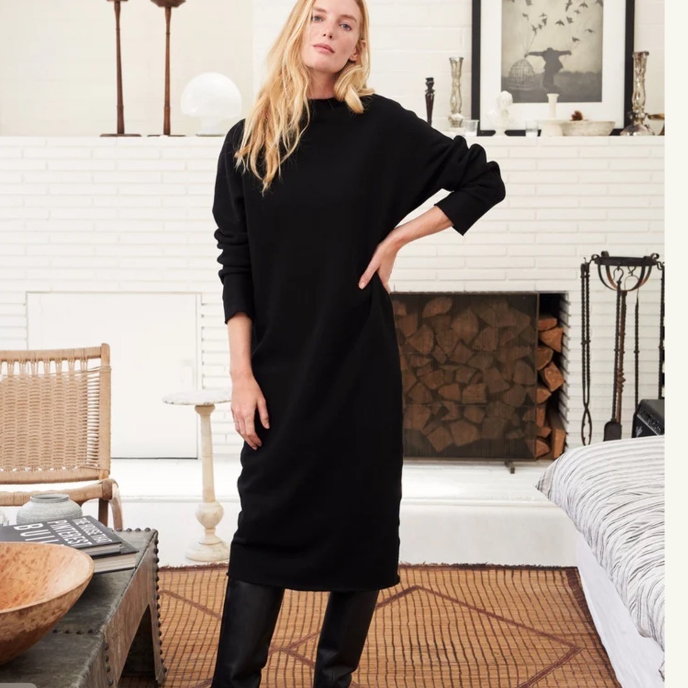 Frank And Eileen Black ISABELLE Funnel Neck Dress Size S